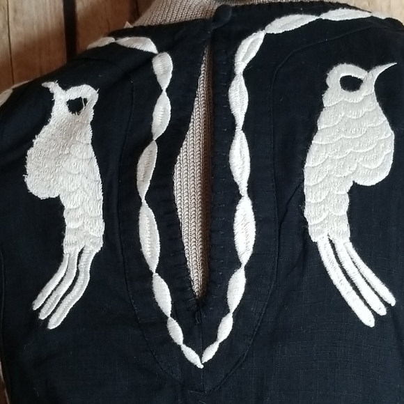 SOLD Free People Dress Birds of a Feather Boho Size 6 Black Cream - Picture 14 of 16